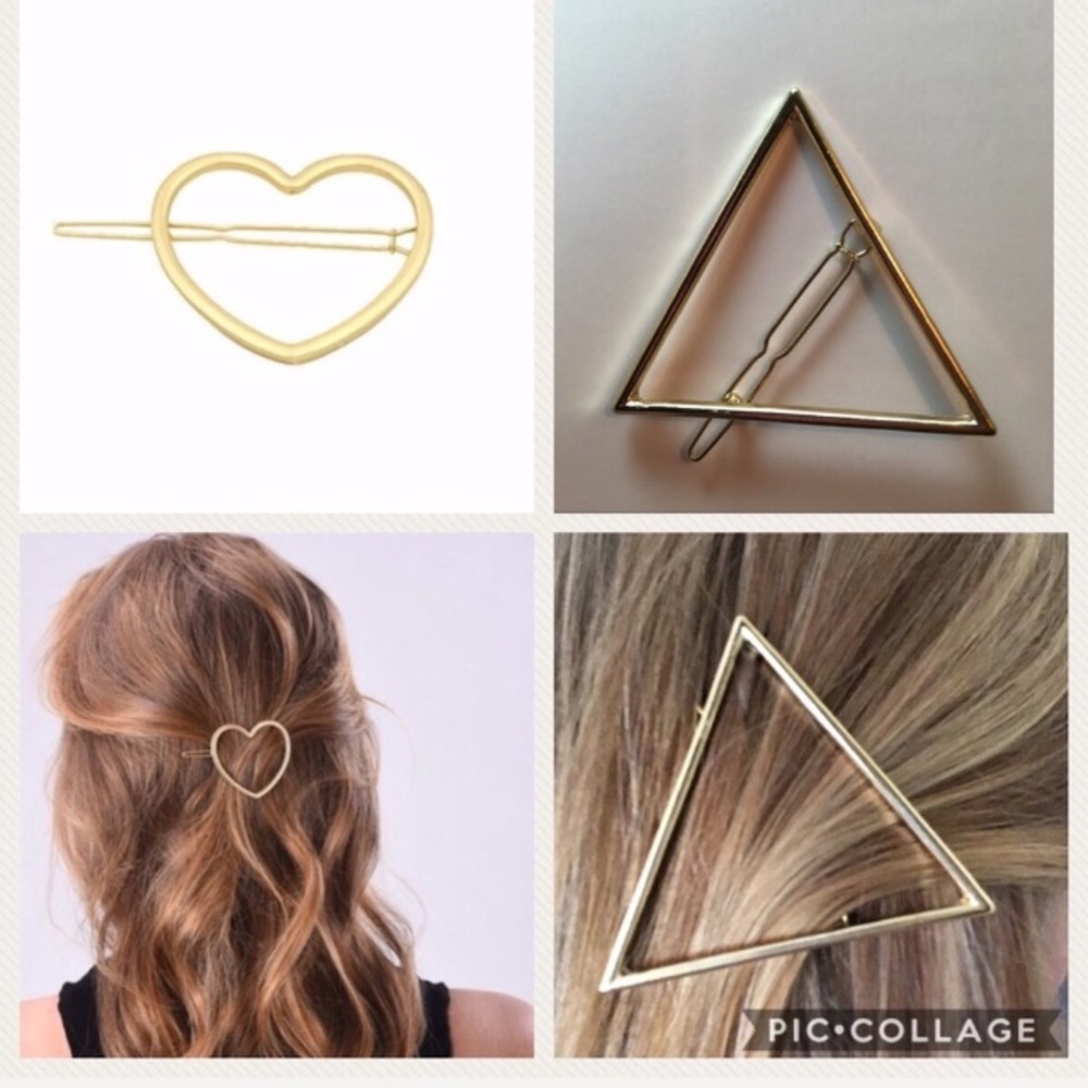 Heart & triangle shaped hair clips! Sold separate